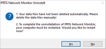 Uninstall PRTG Network Monitor Step 3