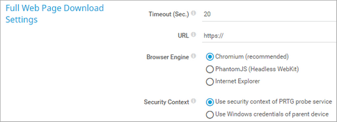 Full Web Page Download Settings