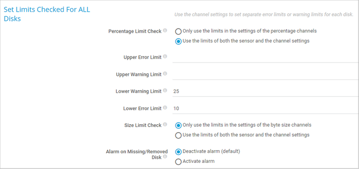 Set Limits Checkes for ALL Disks