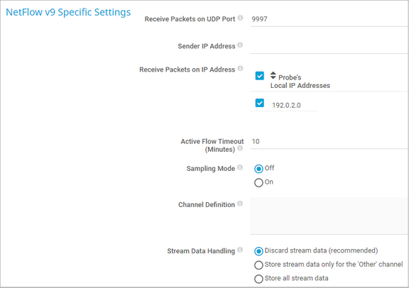 NetFlow v9 Specific Settings