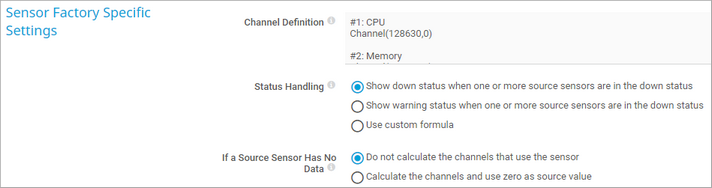 Sensor Factory Specific Settings